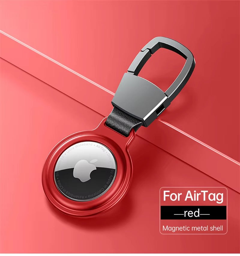 Premium Metal AirTag Case with Keychain – Magnetic Shockproof Anti-Scratch Protective Shell Cover, Durable Lightweight Aluminum Alloy Holder for Tracker