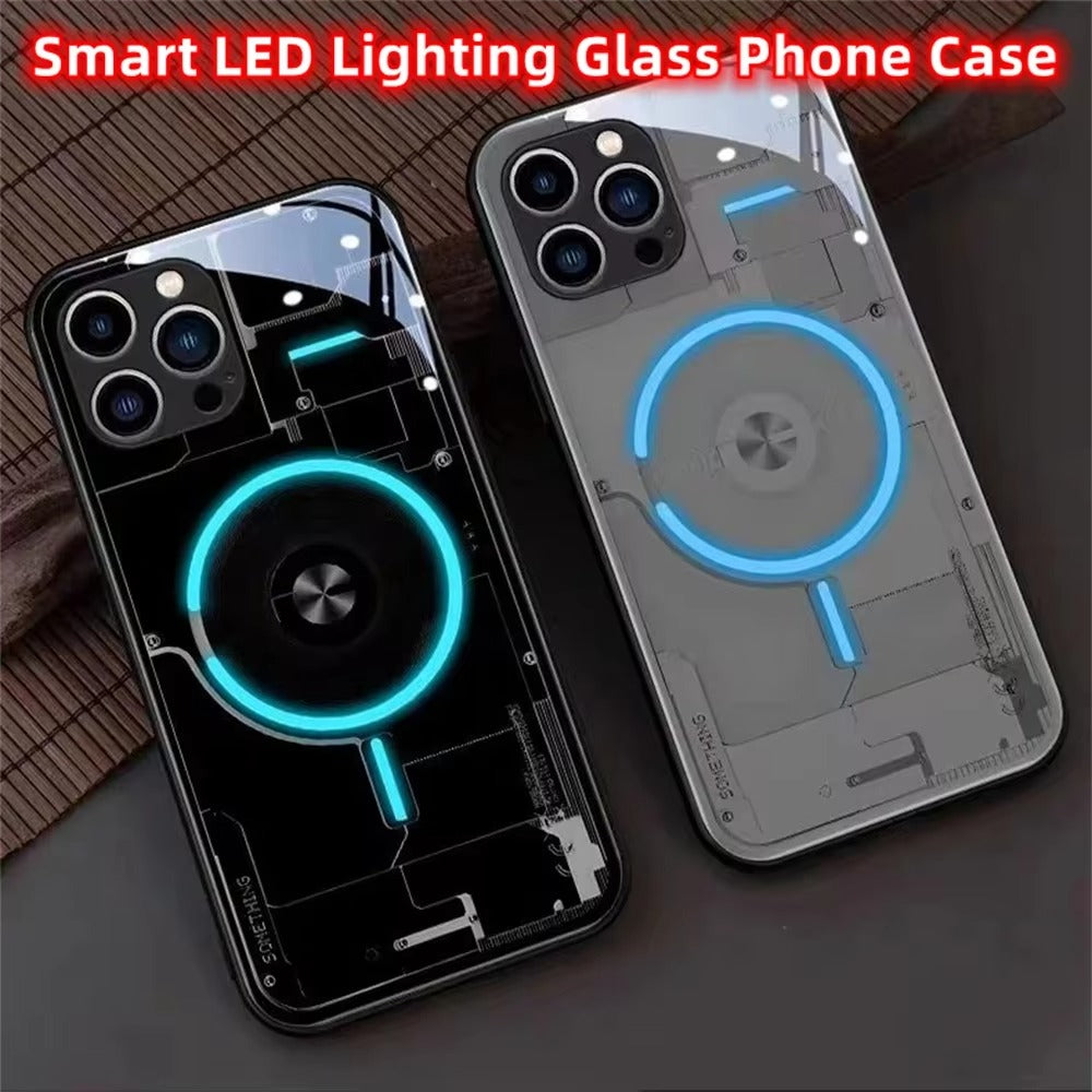 Premium Apple iPhone Case, MagSafe Compatible, Camera Lens and Screen Protection, Ultra Thin, Shockproof, Magnetic, Full All Around Protection, LED Call Flash Glass Cover