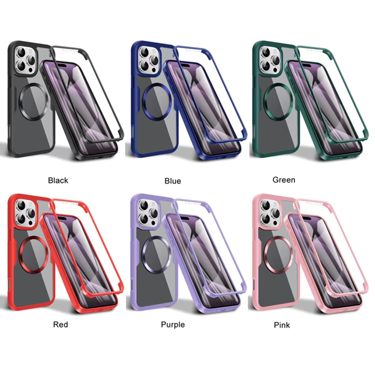 Luxury Apple iPhone Case MagSafe Compatible Ultra Thin Magnetic  All Around Protection Cover with Double Touch Clear Design
