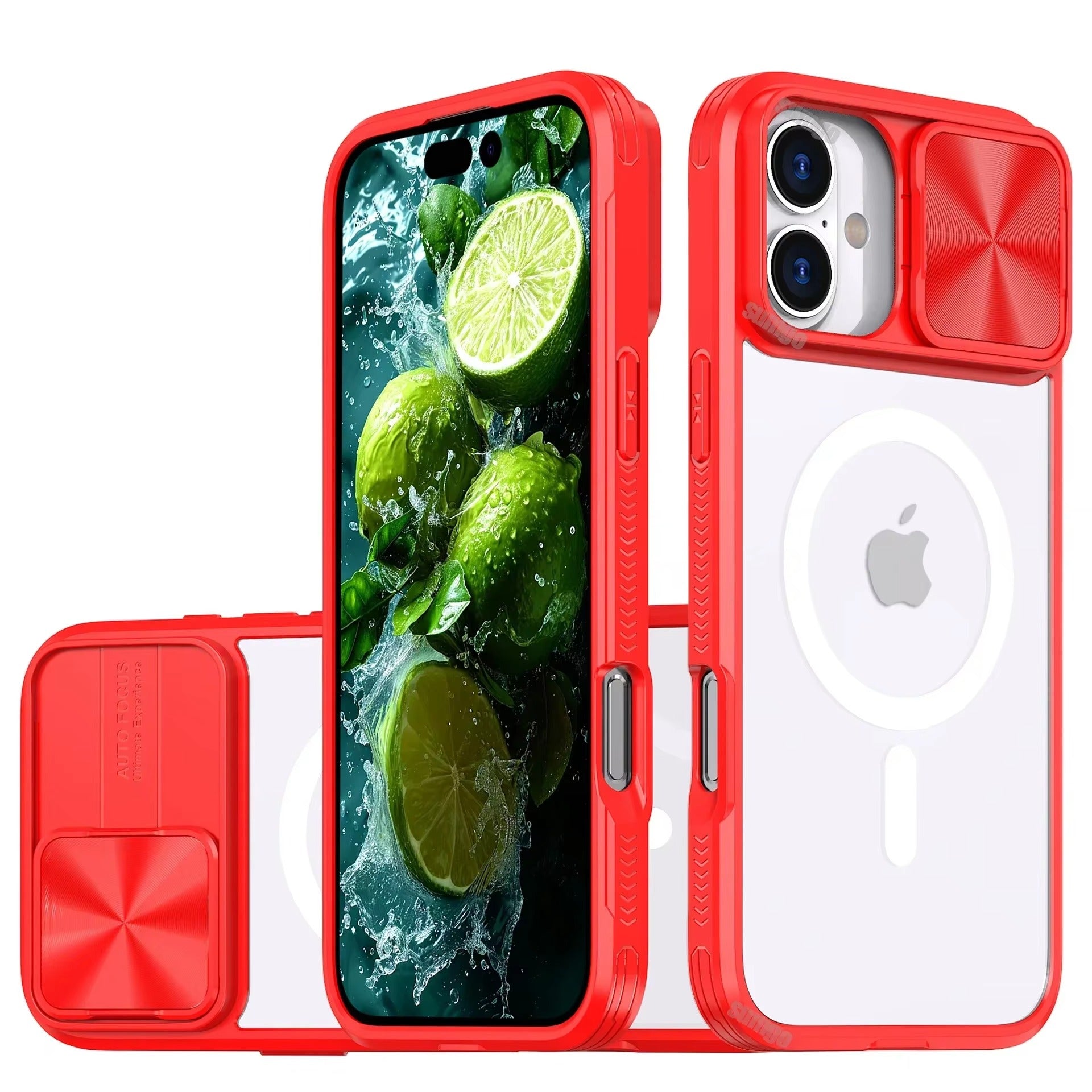 Premium Apple iPhone Case MagSafe Compatible, Camera Lens & Screen Protection,  Cover with Slide Lens & Clear Acrylic Back