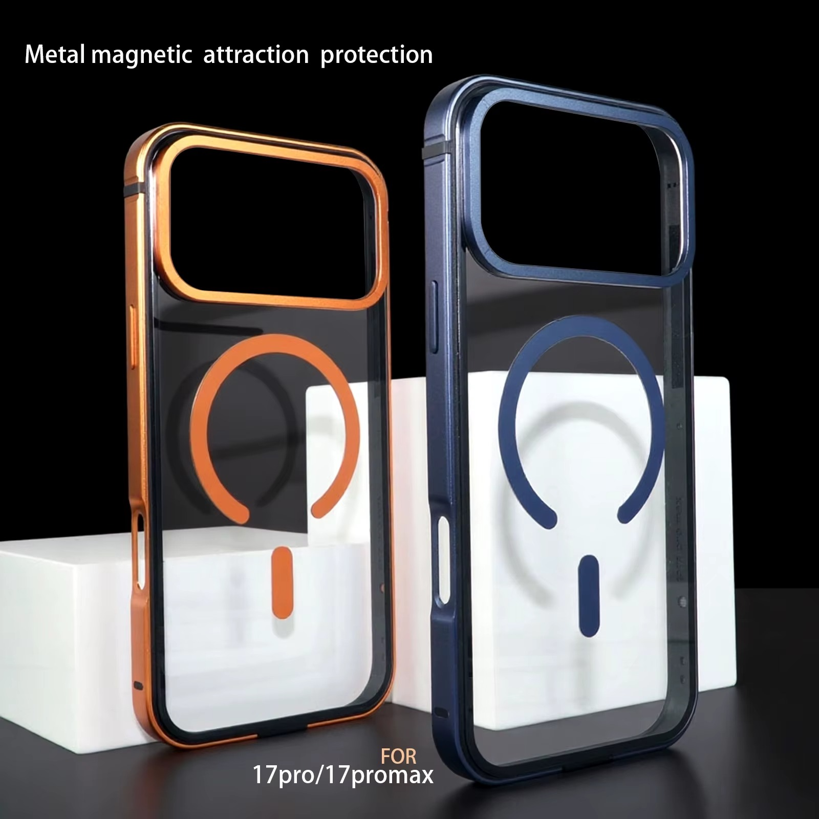 Premium Aluminum Frame iPhone Case – MagSafe Compatible Magnetic Protective Cover with HD Transparent Backplate, Shockproof Protection and Camera Lens Guard
