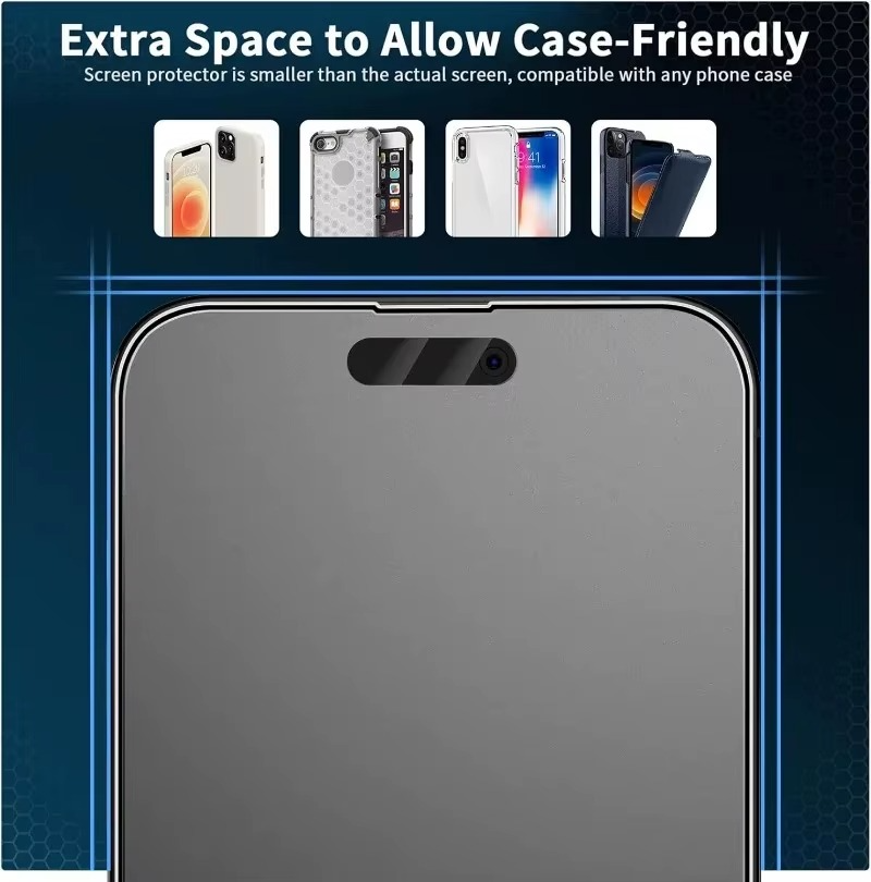 Premium Matte Privacy Screen Protector for iPhone – Anti-Spy Tempered Glass with Oleophobic Coating, Anti-Glare Protection and Easy Installation Frame
