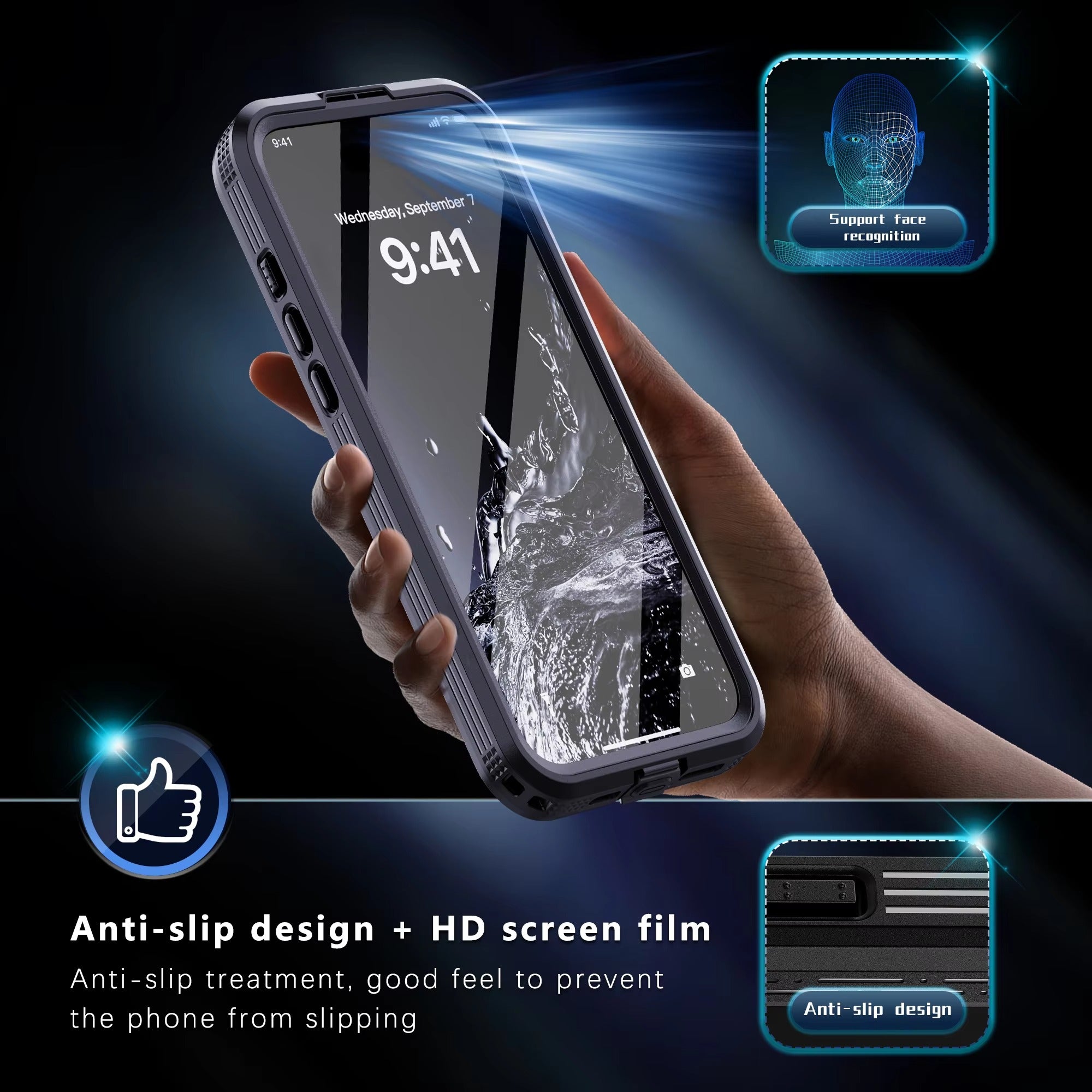 Luxury Apple iPhone Case MagSafe Compatible, Camera Lens & Screen Protection, Ultra Thin Shockproof Magnetic Full All Around Protection Cover with IP68 Clear Diving Design