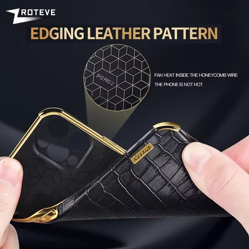 Premium Apple iPhone Case MagSafe Compatible, Camera Lens & Screen Protection, Ultra Thin Shockproof Magnetic Full All Around Protection Cover with Crocodile Leather Ring Holder