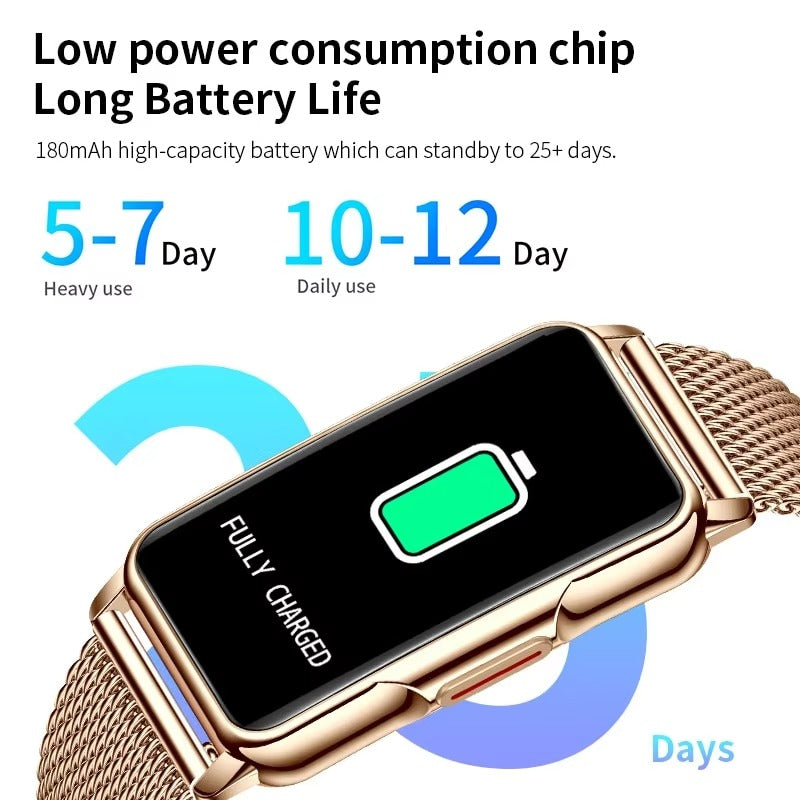 Luxury Smartwatch for Women with Bluetooth Calling – Full Touchscreen Fitness Tracker for iPhone, IP67 Waterproof, Heart Rate 