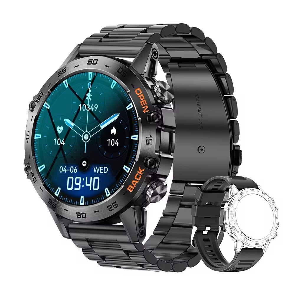 Luxury Bluetooth Call Smartwatch for iPhone – 1.39" Full Touch Fitness Tracker with Steel Band, IP67 Waterproof Health Watch 
