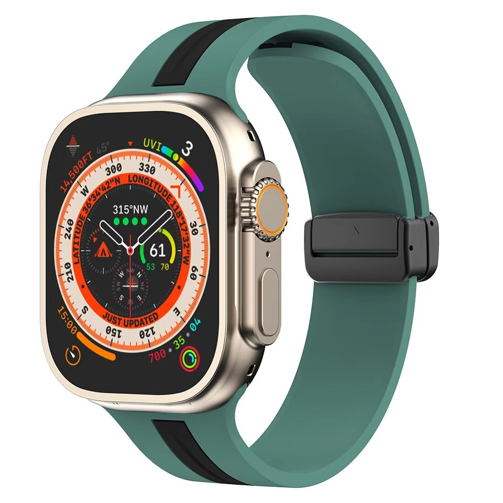 Magnetic Silicone Smartwatch Strap – Breathable Replacement Band with Snap Closure, Compatible with 38mm to 49mm Watches