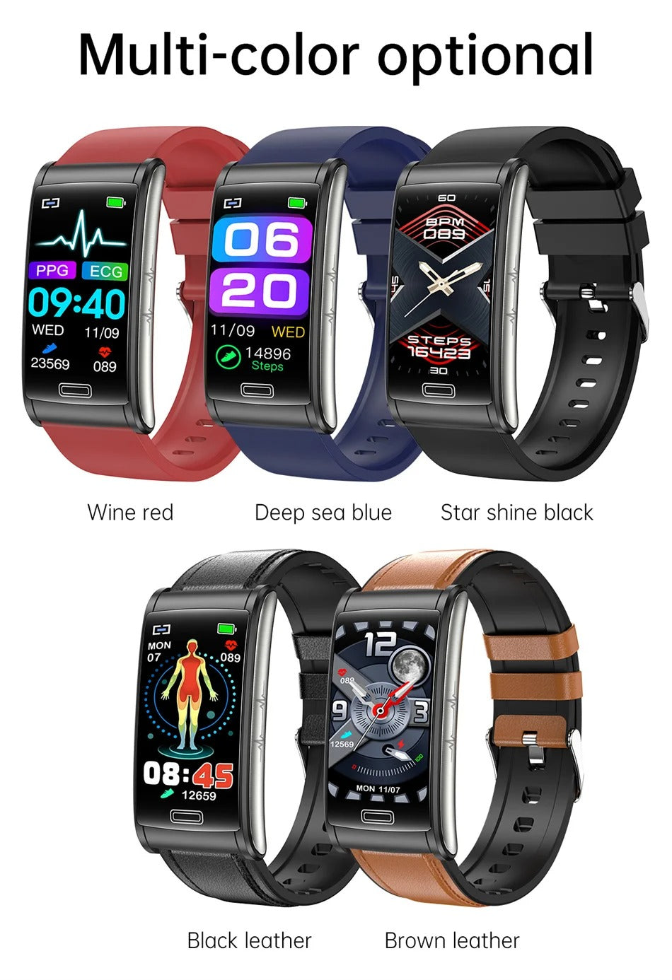 Advanced Health Smartwatch for iPhone – Non-Invasive Blood Glucose Monitor with ECG+PPG, IP68 Waterproof Fitness Tracker 