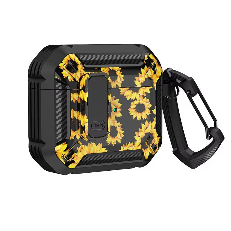 Premium Carbon Fiber AirPods Case Cover – Shockproof TPU Hard Shell with Secure Lock, Keychain, Wireless Charging Compatible for AirPods Pro 2, 3, 2, 1 & 4