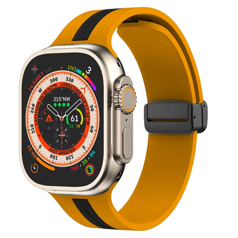 Magnetic Silicone Smartwatch Strap – Breathable Replacement Band with Snap Closure, Compatible with 38mm to 49mm Watches