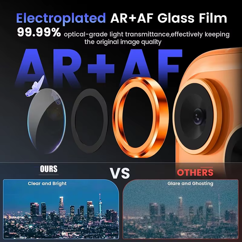 Premium Metal Camera Lens Protector – Tempered Glass Lens Cover Ring with Scratch Resistance, Shock Protection, Anti-Dust Coating and Precision Camera Protection