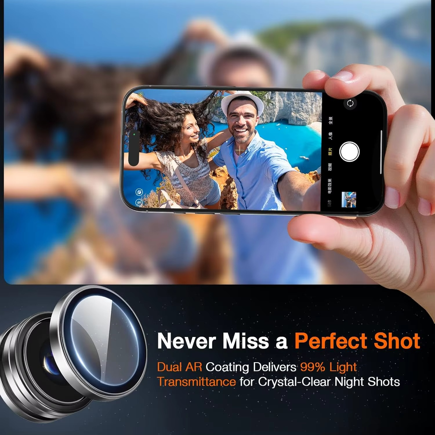 Premium Metal Camera Lens Protector – Tempered Glass Lens Cover Ring with Scratch Resistance, Shock Protection, Anti-Dust Coating and Precision Camera Protection