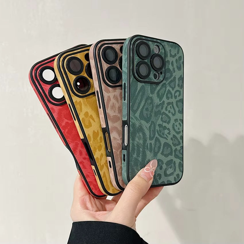 Luxury Apple iPhone Case MagSafe Compatible, Camera Lens & Screen Protection, Ultra Thin Shockproof Magnetic Full All Around Protection Cover with Wrist Strap & Leopard Design