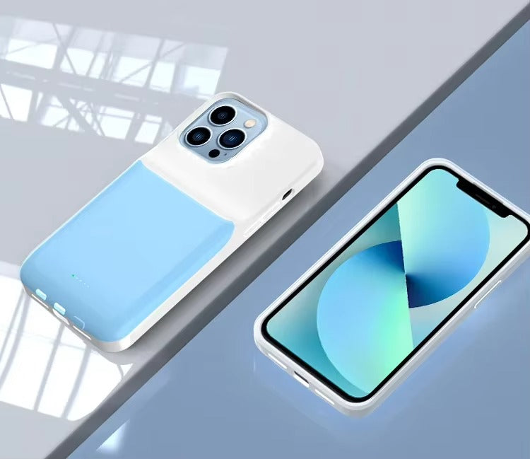 Hochwertige Apple iPhone-Hülle, MagSafe-kompatibel, Kameraobjektiv- und Bildschirmschutz, ultradünne, stoßfeste, magnetische Rundum-Schutzhülle mit 5000 mAh 10000 mAh Powerbank