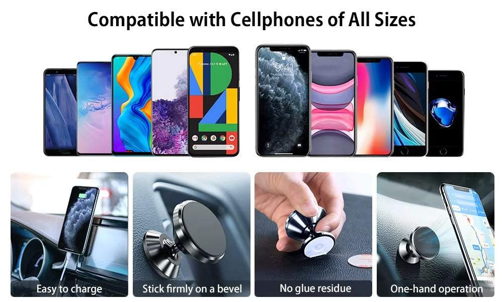 Premium, Magnetic Car Phone Holder – Strong Magnet Mount, Dashboard or Vent Stand, GPS Support for Apple iPhone