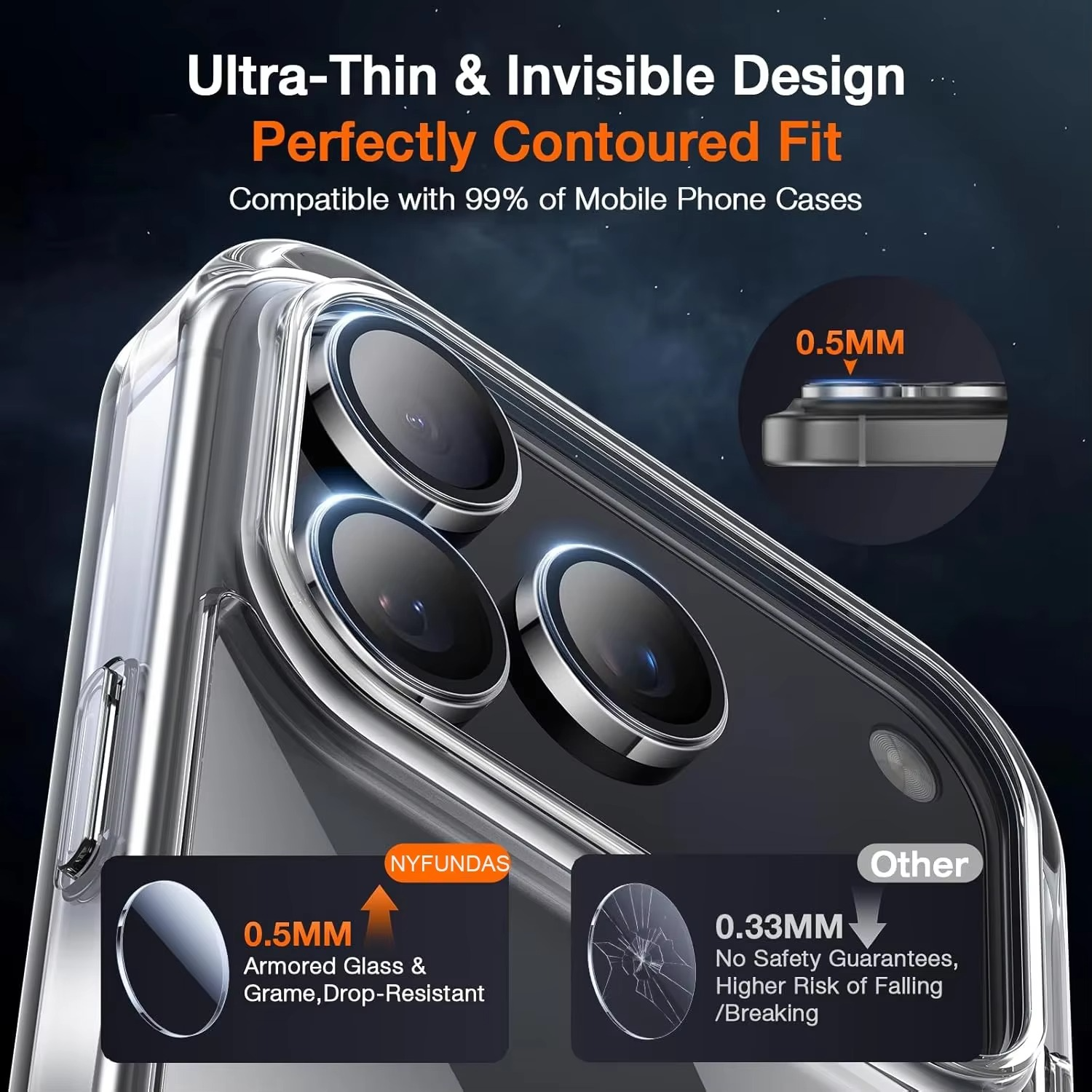 Premium Metal Camera Lens Protector – Tempered Glass Lens Cover Ring with Scratch Resistance, Shock Protection, Anti-Dust Coating and Precision Camera Protection