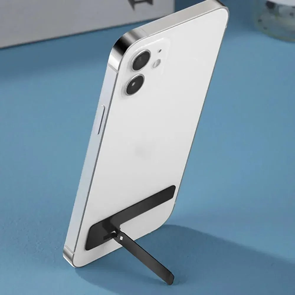 Premium Ultra-Thin Phone Holder Stand – 2PC Invisible Foldable Bracket, 0.6mm Stainless Steel Grip Mount, Dual-Angle Desktop Support for Smartphones