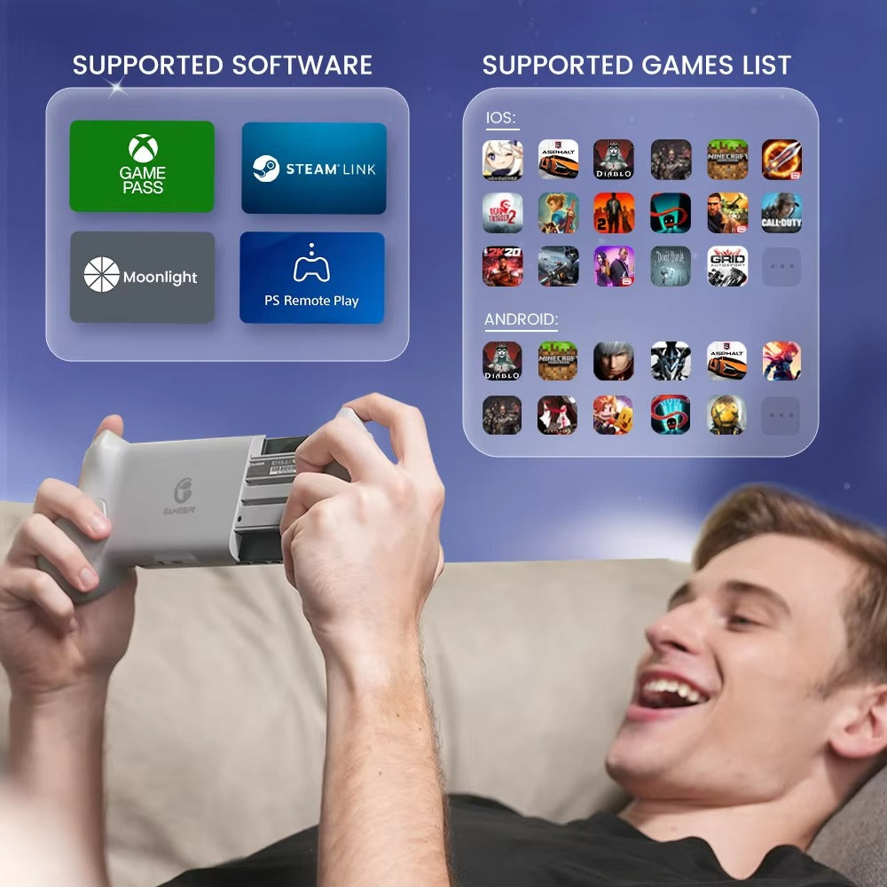 Premium Mobile Game Controller for iPhone, Hall Effect Joystick Gamepad, Wireless Stretchable Design for Apple Devices 