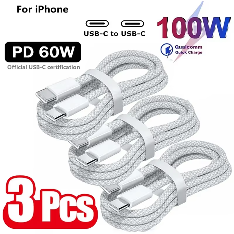 Premium USB-C to USB-C Fast Charging Cable – 100W Power Delivery Charger Cable with High-Speed Charging, Durable TPE/TPU Construction and Stable Power Transfer