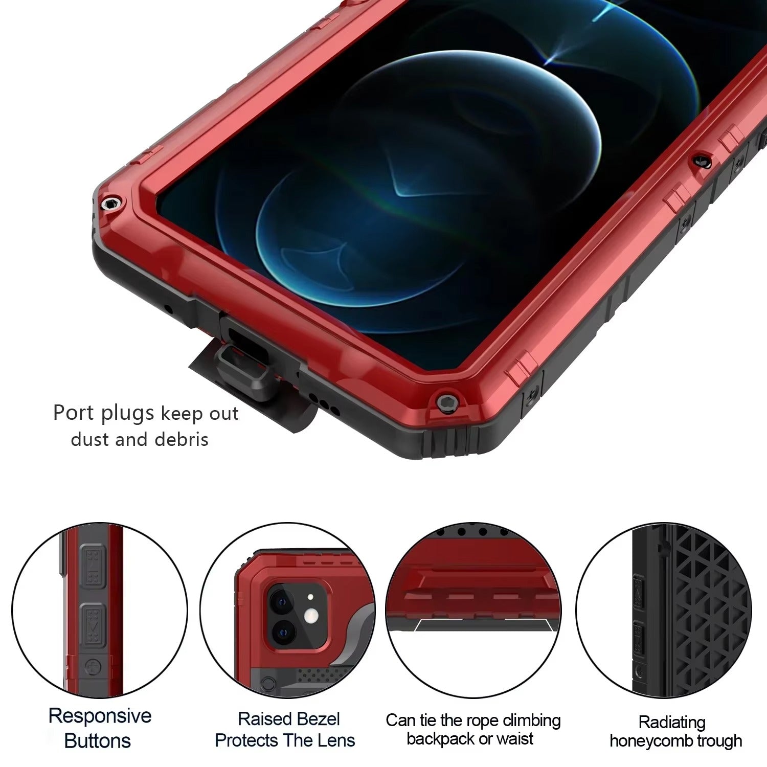 Robust Apple iPhone Case MagSafe Compatible, Camera Lens & Screen Protection, Cover with IP68 Heavy Duty Metal Armor