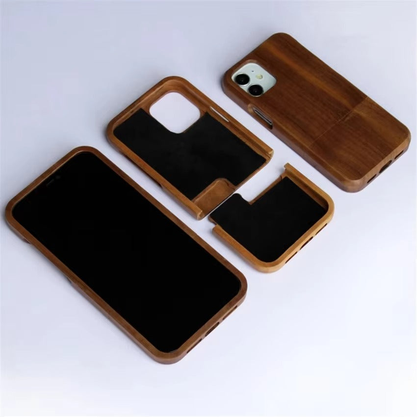 Luxury Apple iPhone Case, MagSafe Compatible, Camera Lens Protection, Screen Protection, Ultra Thin, Shockproof, Magnetic, Full All Around Protection, Wooden Back Cover