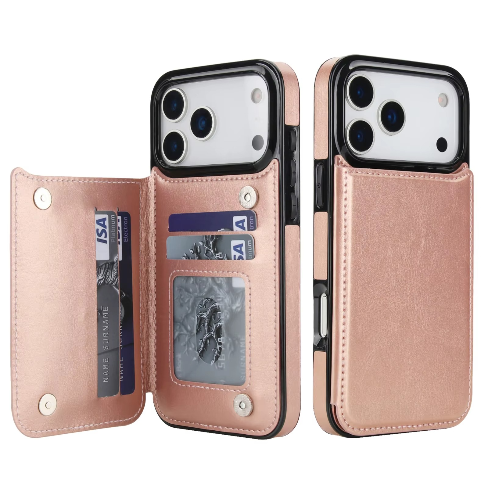 Premium Wallet iPhone Case – Magnetic Flip Cover with Card Holder, Faux Leather Kickstand, Shockproof Protection and Full Camera Lens Guard