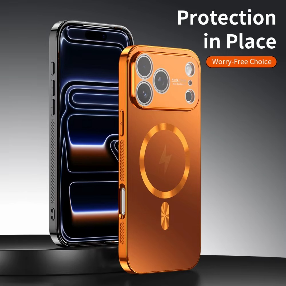 Luxury Matte Magnetic iPhone Case – MagSafe Compatible Protective Cover with Shockproof Frame, Electroplated Finish and Raised Camera Lens Protector