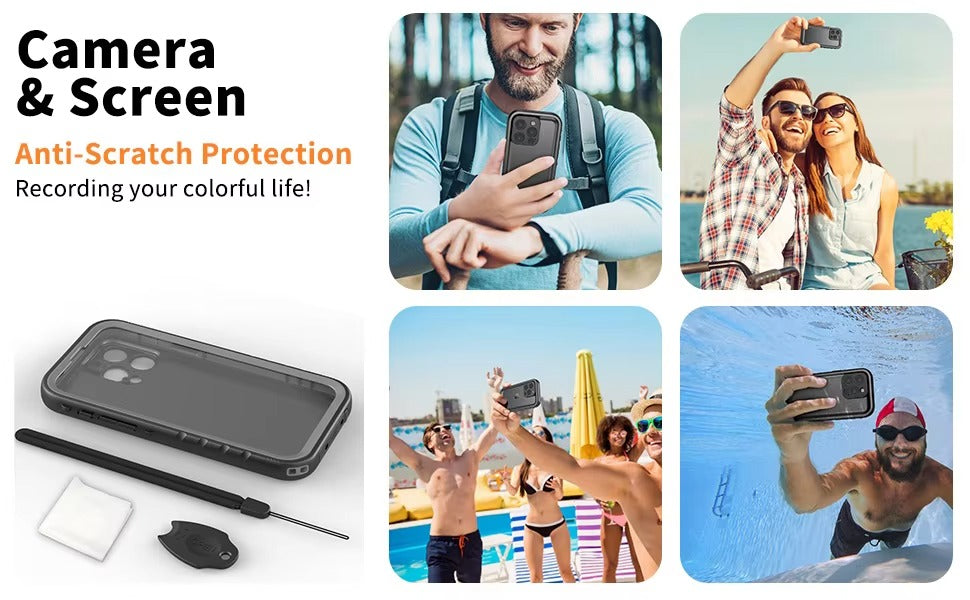 Premium-Hülle für Apple iPhone, MagSafe-kompatibel, Kameraobjektiv- und Bildschirmschutz, ultradünne, stoßfeste, magnetische Rundum-Schutzhülle mit wasserdichtem Band zum Tauchen