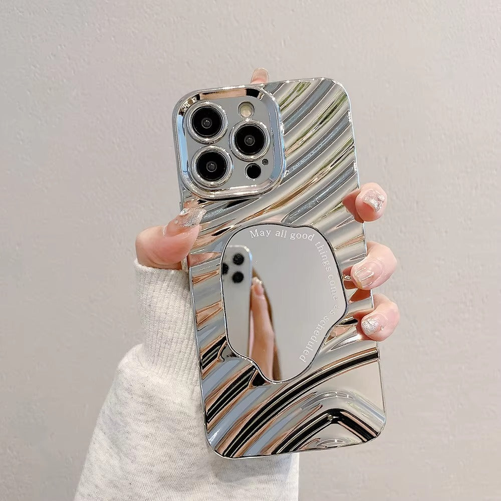 Luxury Apple iPhone Case, MagSafe Compatible, Camera Lens and Screen Protection, Ultra Thin, Shockproof, Magnetic, Full All Around Protection, Wavy Mirror Bumper Cover