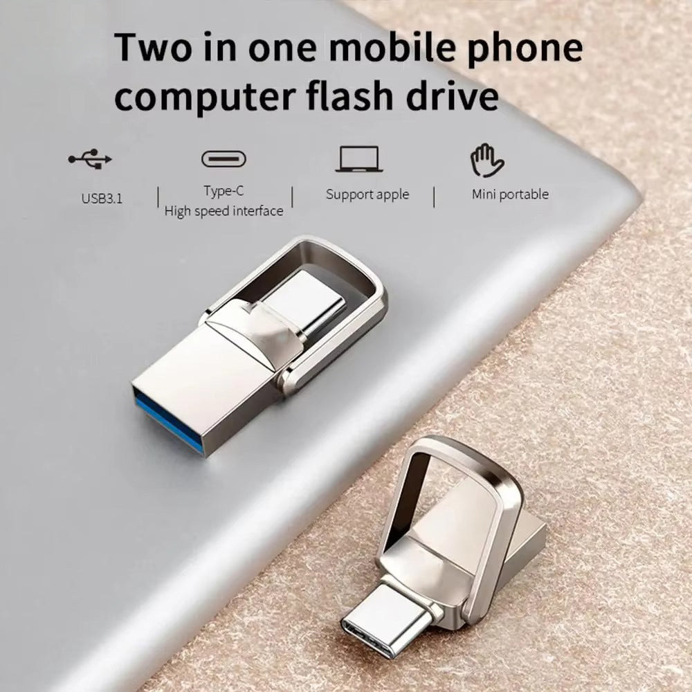 High-Speed USB 3.1 Type-C Flash Drive – Portable U Disk for Phone, Tablet, Computer, 128GB, 256GB, 512GB, 1TB, 2TB Storage, File Transfer, Backup Drive
