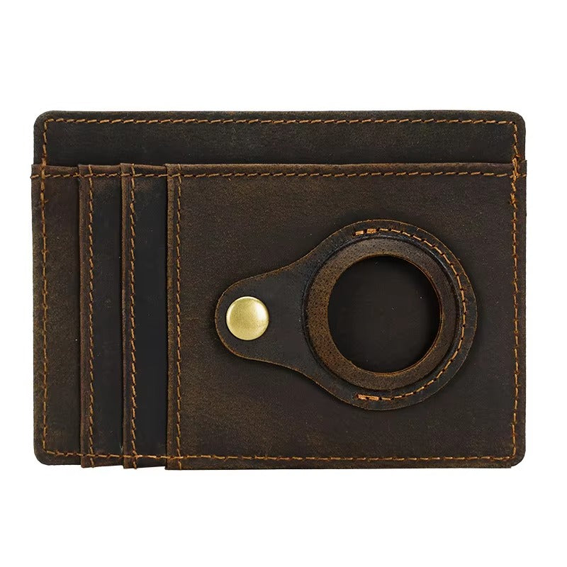 Premium Leather Airtag Wallet – Slim Anti-Lost Card Holder with GPS Tracker Slot, RFID Blocking, Scratch-Resistant Case for Men & Women