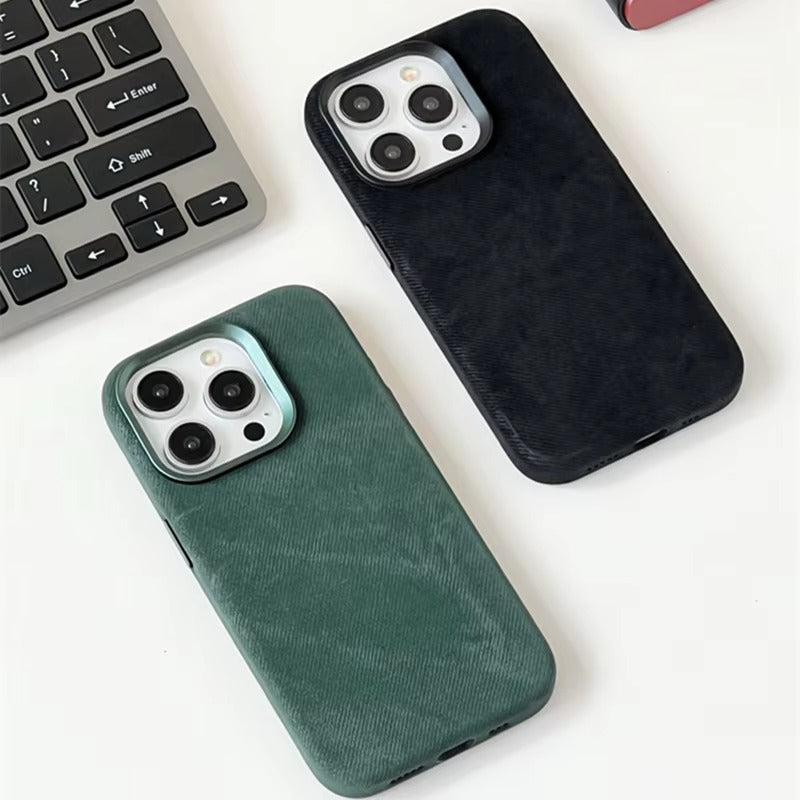 Premium-Hülle für Apple iPhone, MagSafe-kompatibel, Kameraobjektiv- und Bildschirmschutz, ultradünne, stoßfeste, magnetische Rundum-Schutzhülle mit Rückseite aus Faserleder