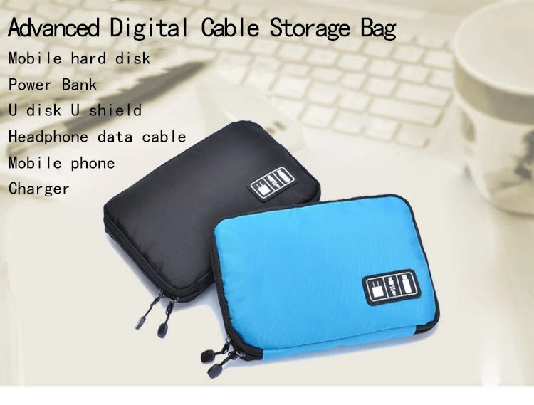 Premium Waterproof Travel Organizer Bag for Laptop Accessories – Compact Storage Case for External Hard Drive, Chargers, Cables, Headphones, SD Cards, U-Disk, Power Bank