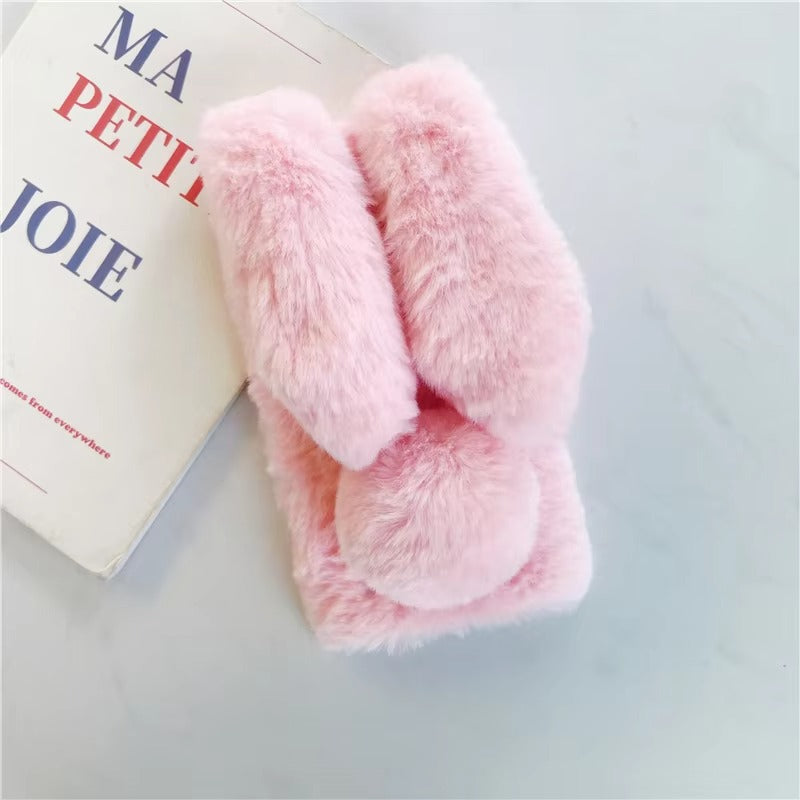 Luxury Apple iPhone Case, MagSafe Compatible, Camera Lens and Screen Protection, Ultra Thin, Shockproof, Magnetic, Full All Around Protection, Furry Bunny Plush Cover