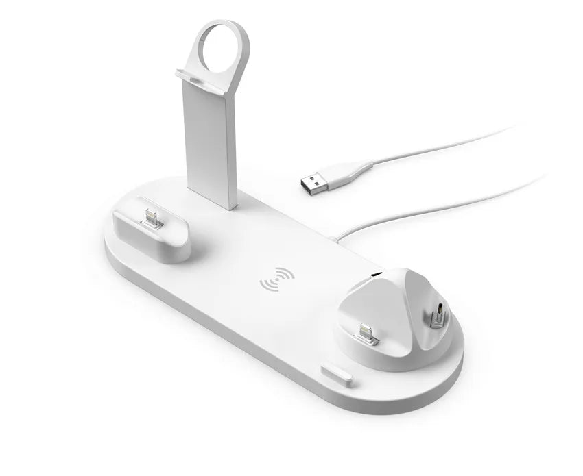 Premium 7-in-1 Wireless Charging Station for Apple iPhone, iOS & Android – Fast 30W Qi Charger Dock with USB-C, AirPods & Apple Watch Support, Multiple Device Charging, Overcharge Protection, Smart Charging Indicator