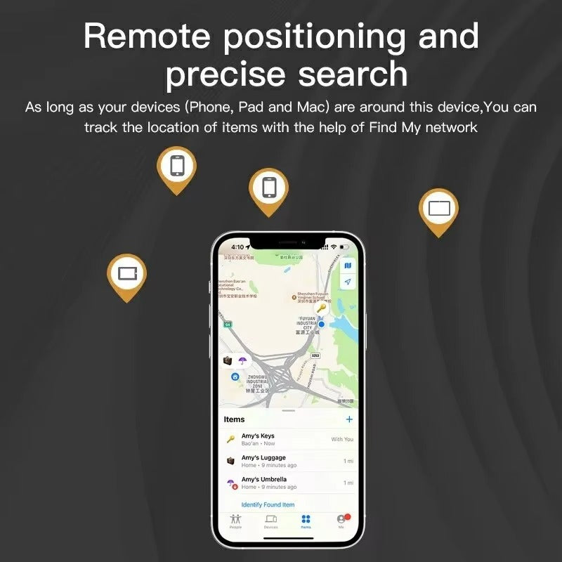 Smart Bluetooth GPS Tracker Compatible with Apple Find My – MFI Certified AirTag Replacement for Wallet, Keys, Bike, Bag – Anti-Lost Finder with Sound Alert & Long Battery Life