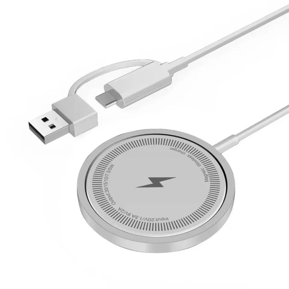 Premium Magnetic Wireless Charger Pad 30W Fast Charging – USB-C & USB-A Dual Input, Strong Magnetic Hold, Case-Friendly, Ultra-Thin Design for Phones