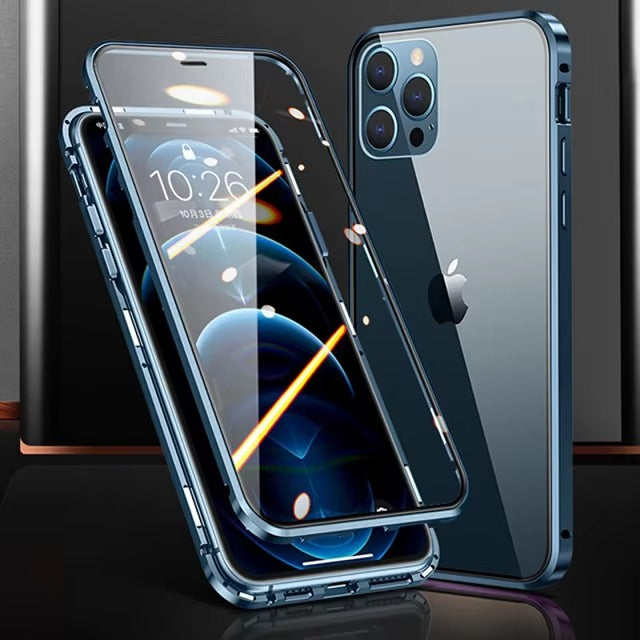 Premium Apple iPhone Case MagSafe Compatible, Camera Lens & Screen  Protection Cover with Double Glass Snap Lock