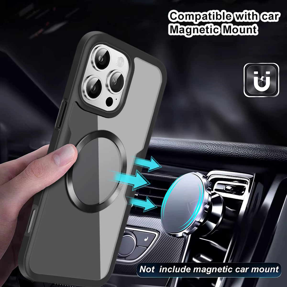 Luxury Apple iPhone Case MagSafe Compatible Ultra Thin Magnetic  All Around Protection Cover with Double Touch Clear Design