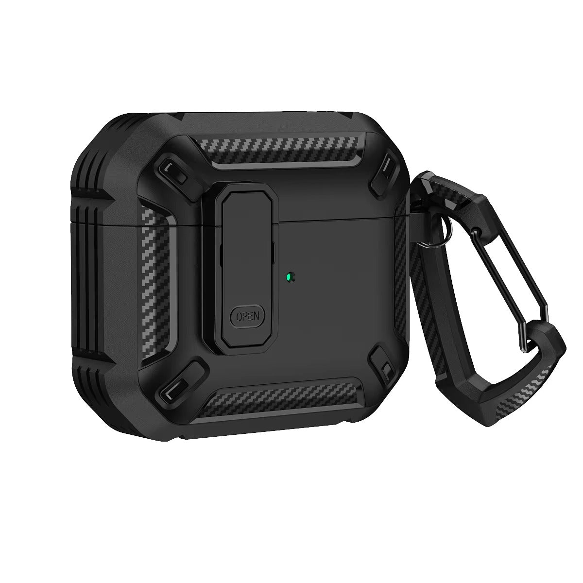 Premium Carbon Fiber AirPods Case Cover – Shockproof TPU Hard Shell with Secure Lock, Keychain, Wireless Charging Compatible for AirPods Pro 2, 3, 2, 1 & 4