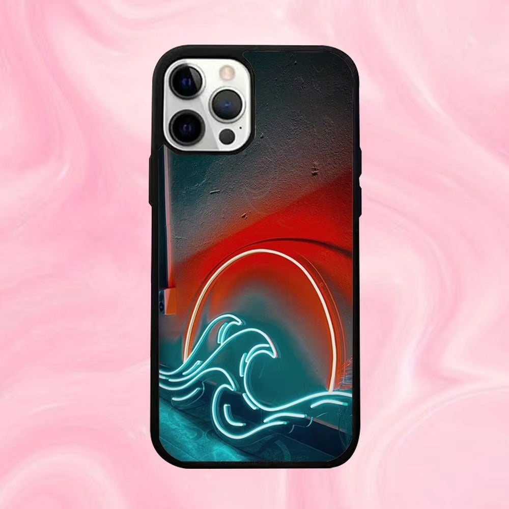 Premium Apple iPhone Case, MagSafe Compatible, Camera Lens and Screen Protection, Ultra Thin, Shockproof, Magnetic, Full All Around Protection, Neon Light Black Cover