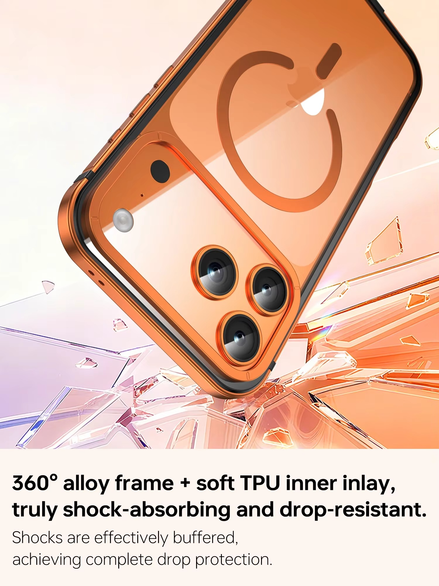 Premium Aluminum Alloy iPhone Case – MagSafe Compatible Magnetic Cover with Shockproof Frame, Transparent Back and Raised Camera Lens Protection