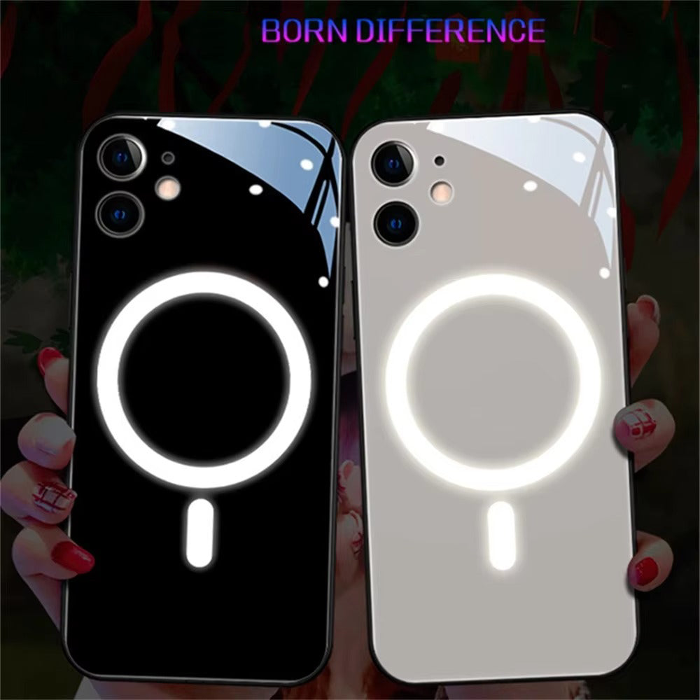 Premium Apple iPhone Case, MagSafe Compatible, Camera Lens and Screen Protection, Ultra Thin, Shockproof, Magnetic, Full All Around Protection, LED Call Flash Glass Cover