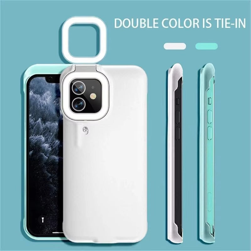 Luxury Apple iPhone Case, MagSafe Compatible, Camera Lens & Screen Protection, Ultra Thin, Shockproof, Magnetic Full All Around Cover – Built-in LED Selfie Ring Light Back Glow Case