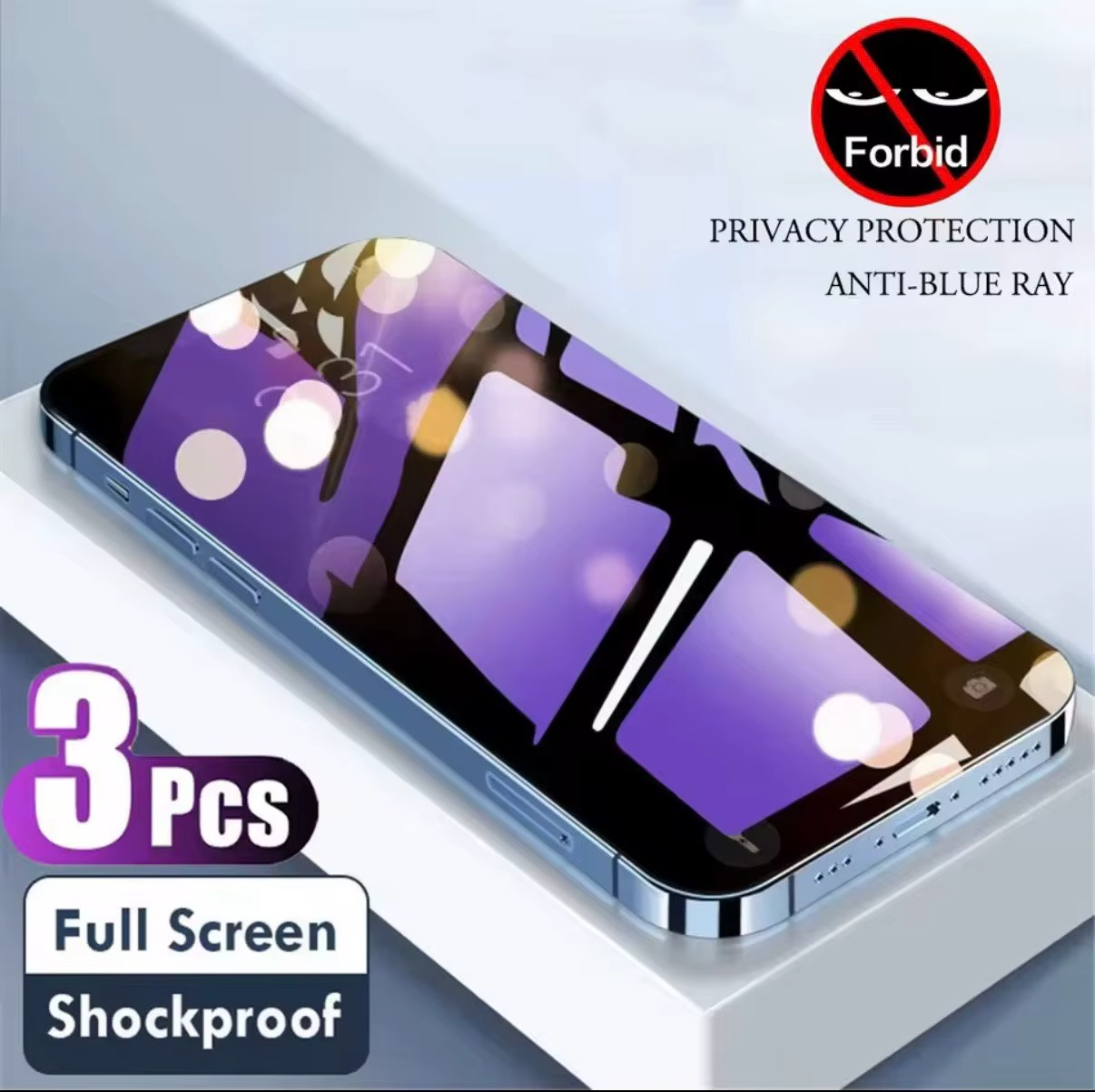 Premium Privacy Screen Protector for iPhone – Anti Blue Light Tempered Glass with Anti-Spy Protection, Scratch Resistance and Full Coverage