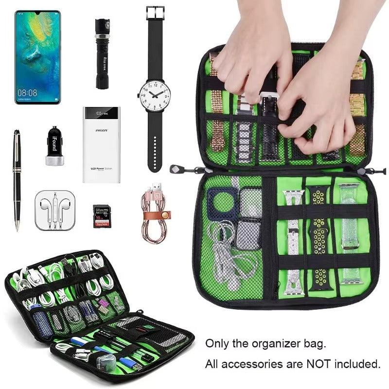Premium Waterproof Travel Organizer Bag for Laptop Accessories – Compact Storage Case for External Hard Drive, Chargers, Cables, Headphones, SD Cards, U-Disk, Power Bank