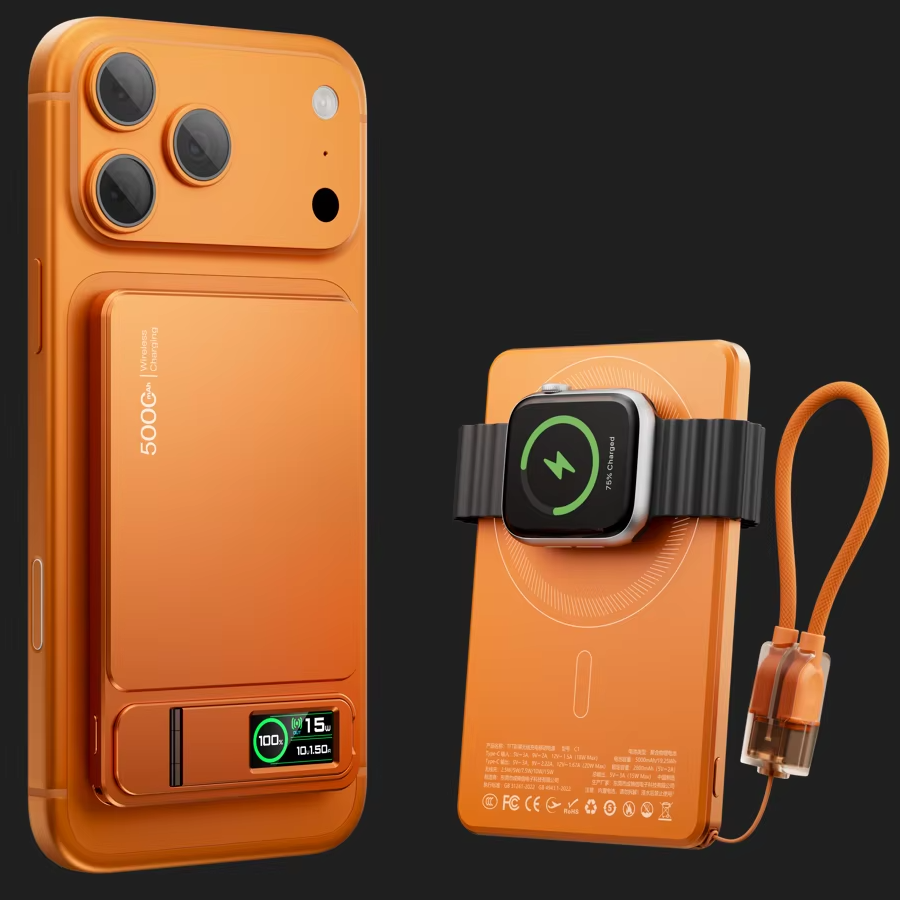 Premium Magnetic Wireless Power Bank 10000mAh – 20W Fast Charging Portable Battery with MagSafe Compatible Magnetic Charging, Digital Display and Phone Stand