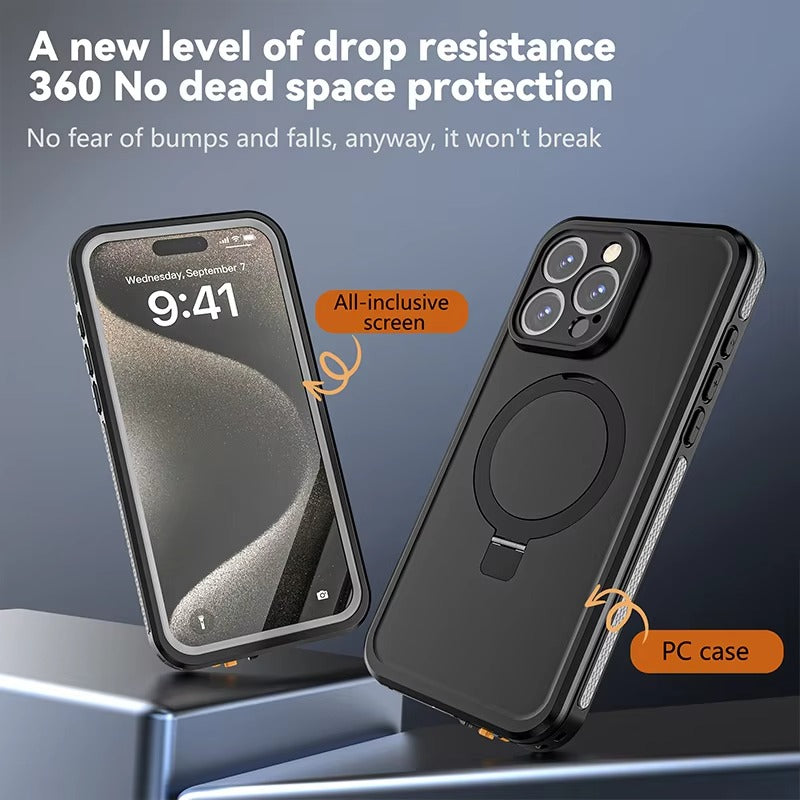 Robust Apple iPhone Case MagSafe Compatible, Camera Lens & Screen Protection,  Cover with IP68 Waterproof Stand Design