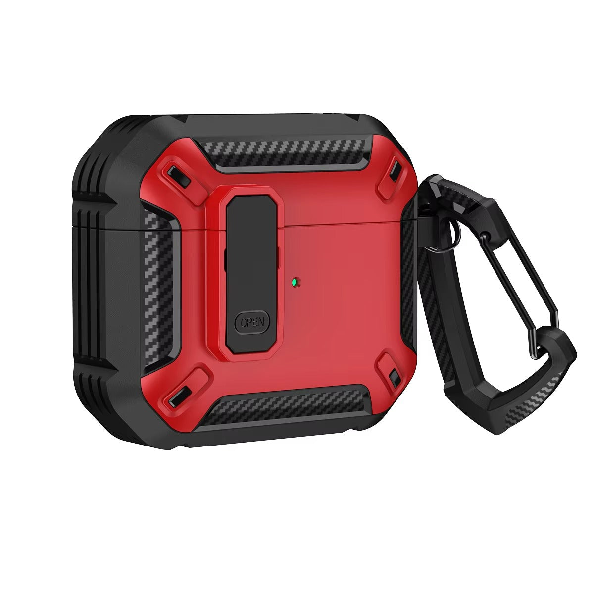 Premium Carbon Fiber AirPods Case Cover – Shockproof TPU Hard Shell with Secure Lock, Keychain, Wireless Charging Compatible for AirPods Pro 2, 3, 2, 1 & 4