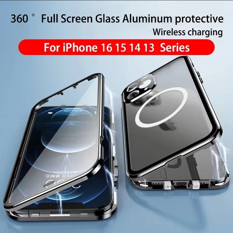 Robust Apple iPhone Case, Ultra Thin Shockproof Magnetic Full All Around Protection Cover with 360 Glass Aluminium Shield